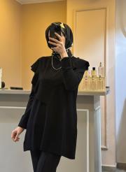 ghisa fırfırlı triko tunik siyah 3