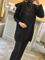 ghisa fırfırlı triko tunik siyah 5