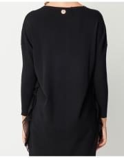 ghisa yanları şifon detaylı merserize tunik siyah 2