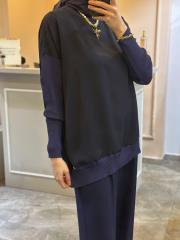 ghisa kolları merserize tunik lacivert 4