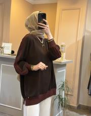 ghisa kolları merserize şerit detaylı tunik acı kahve 2