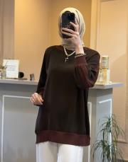 ghisa kolları merserize şerit detaylı tunik acı kahve 3