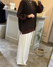 ghisa kolları merserize şerit detaylı tunik acı kahve 4