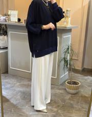 ghisa kolları merserize şerit detaylı tunik lacivert 4