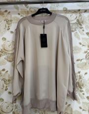 ghisa kolları merserize şerit detaylı tunik bej