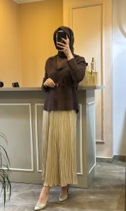 ghisa kemer detaylı triko hırka kahve