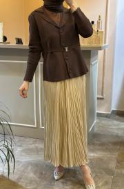 ghisa kemer detaylı triko hırka kahve 2