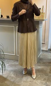 ghisa kemer detaylı triko hırka kahve 5