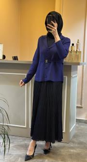 ghisa kemer detaylı triko hırka lacivert