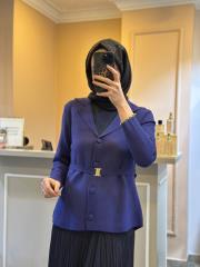 ghisa kemer detaylı triko hırka lacivert 2