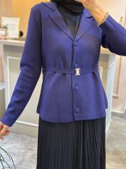 ghisa kemer detaylı triko hırka lacivert 3