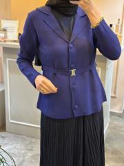 ghisa kemer detaylı triko hırka lacivert 4