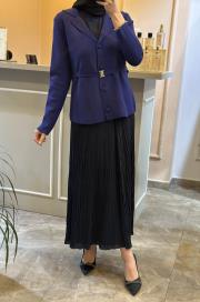 ghisa kemer detaylı triko hırka lacivert 5