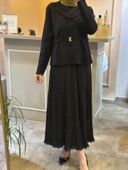 ghisa kemer detaylı triko hırka siyah 4