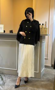 ghisa gold düğme detaylı hırka siyah