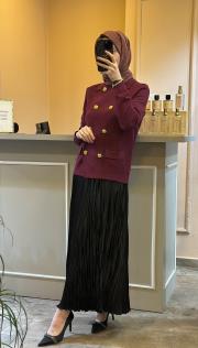 ghisa gold düğme detaylı hırka bordo