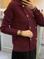 ghisa gold düğme detaylı hırka bordo 3