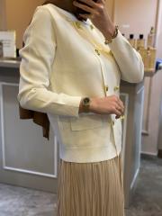 ghisa gold düğme detaylı hırka ekru 4