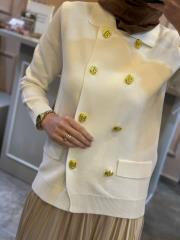 ghisa gold düğme detaylı hırka ekru 5