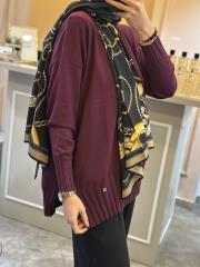 ghisa yandan bağlama detaylı triko tunik mürdüm 3