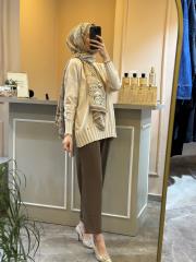 ghisa yandan bağlama detaylı triko tunik taş