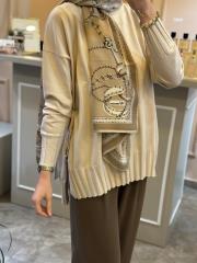 ghisa yandan bağlama detaylı triko tunik taş 5