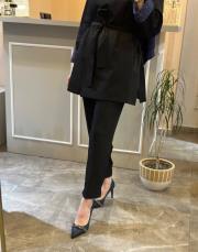 sentez sidney önü arkası nevlülü pantolon siyah