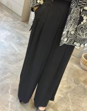 sentez eyfer geniş paça pileli pantolon siyah 2