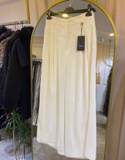 sentez eyfer geniş paça pileli pantolon ekru