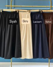 sentez ely beli lastikli etek kahve