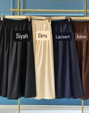 sentez ely beli lastikli etek kahve 3