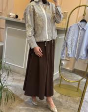 sentez ely beli lastikli etek kahve 4