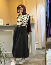 sentez ely beli lastikli etek siyah