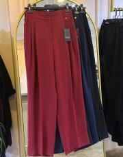 sentez broom pileli palazzo pantolon bordo