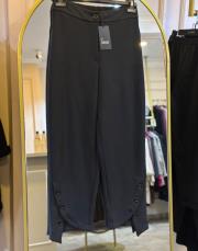 sentez hawaii ön paça düğmeli pantolon siyah