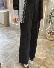 sentez zirve palazzo pileli geniş paça pantolon siyah