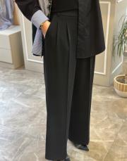 sentez zirve palazzo pileli geniş paça pantolon siyah 2