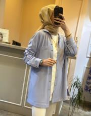 ghisa çizgili tunik mavi