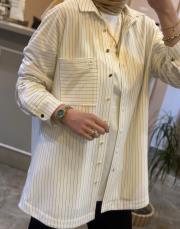 ghisa çizgili tunik ekru 2