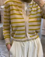 ghisa önü kuş motifli çizgili hırka taş-asit 3