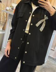 ghisa ceketi taş işlemeli takım siyah 2