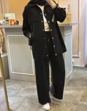 ghisa ceketi taş işlemeli takım siyah 3