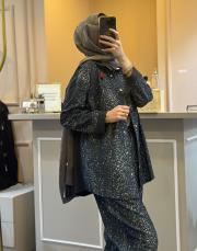 ghisa leopar desenli tuniği çıtçıt kapamalı takım gri 2