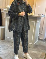 ghisa leopar desenli tuniği çıtçıt kapamalı takım gri 4