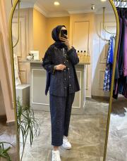 ghisa leopar desenli tuniği çıtçıt kapamalı takım mor