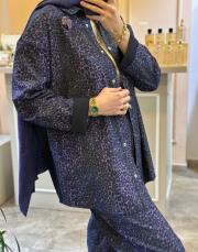 ghisa leopar desenli tuniği çıtçıt kapamalı takım mor 2