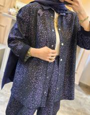 ghisa leopar desenli tuniği çıtçıt kapamalı takım mor 3