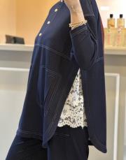 ghisa önden yarım düğmeli tunik takım lacivert 4