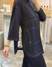 ghisa önden yarım düğmeli tunik takım lacivert 5