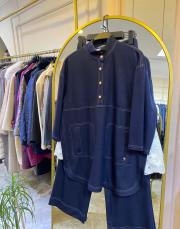 ghisa önden yarım düğmeli tunik takım lacivert 7